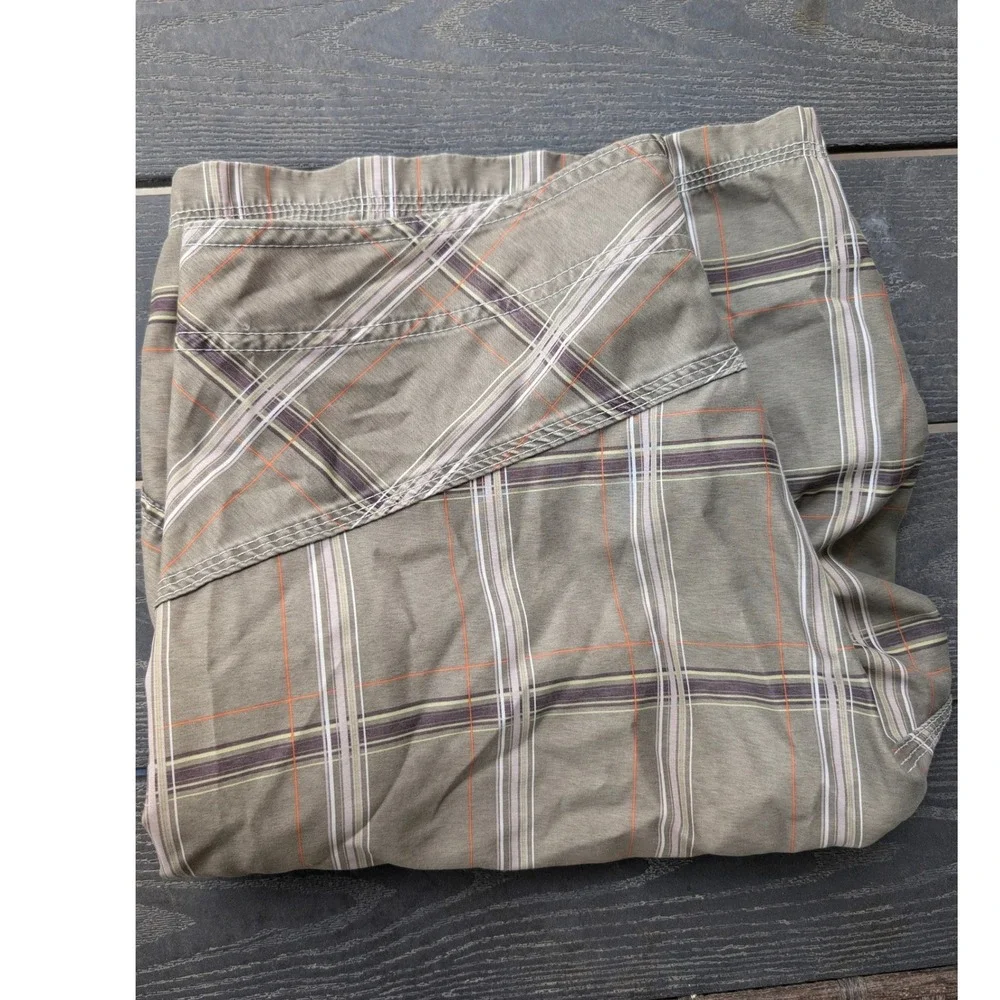 Hurley Mens‎ Plaid Board Shorts Green Orange Plaid Swim Trunks Size 34-36